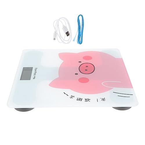 DINHEAROM Körperwaage mit USB Aufladung Cartoon Design Digitale für Badezimmer Schlafzimmer und Wohnzimmer Hochpräzise Messung mit Langlebigem Sicherheitsglas zur Gewichtskontrolle von DINHEAROM