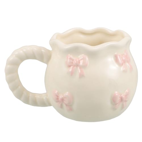 DINHEAROM Kreative Keramiktasse mit Handgekniffener Schleife Lustiger Kaffeebecher für Büro Zuhause und Einzigartige Teetasse mit Moderater Kapazität Stilvolles für Freunde und Familie von DINHEAROM
