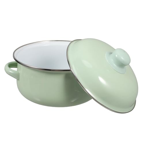 DINHEAROM Vintage Emaille Kochtopf Mit Deckel Für Heimische Küche Multifunktional Zum Kochen Eintöpfe Für Suppe Grün Mit Zwei Griffen Hitzebeständig Und Leicht Zu Reinigen von DINHEAROM