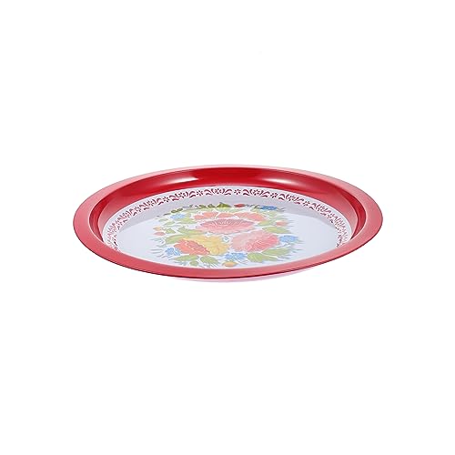 DINHEAROM Vintage Teller aus Porzellan Retro Obst und Gemüseteller Chinesisches Blumenmuster Multifunktionales Serviertablett 40cm Festlich Dekorativ von DINHEAROM