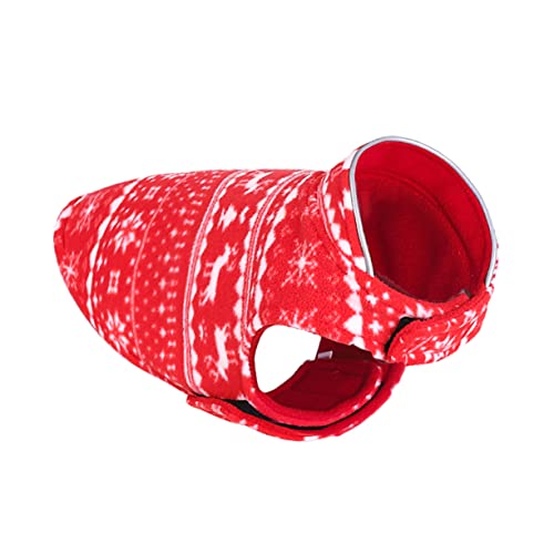 DINHEAROM Weihnachtliche Hundejacke Fleece Doppelseite Tragbar Rotes Xs Haustier Kleidung Kuschelig Warm Für Kleine Hunde Festliche Weihnachtskleidung von DINHEAROM