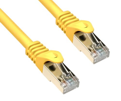 DINIC Cat.7 Premium Patchkabel 10 Gb LAN Kabel, Netzwerk-Kabel S/FTP Kupfer, LSZH Ethernet (Gelb, 10,00m) von DINIC