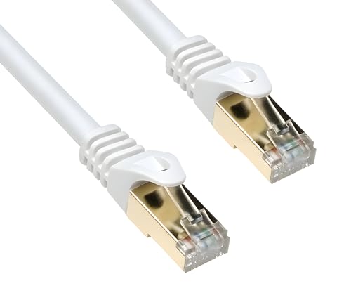 DINIC Cat.7 Premium Patchkabel 10 Gb LAN Kabel, Netzwerk-Kabel S/FTP Kupfer, LSZH Ethernet (Weiß, 30,00m) von DINIC
