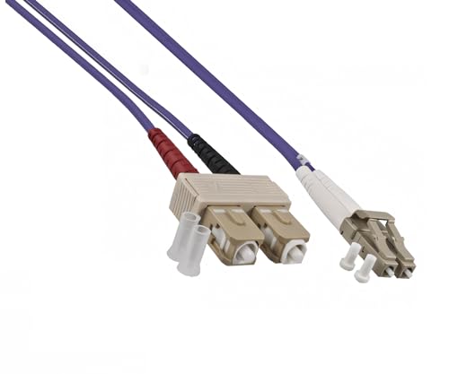 DINIC LWL Kabel OM4, Patchkabel LC/SC Lichtwellenleiter Multimode (50m, violett) von DINIC