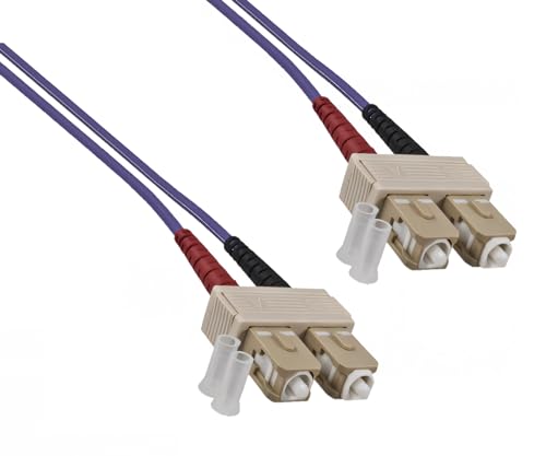 DINIC LWL Kabel OM4, Patchkabel SC/SC Lichtwellenleiter Multimode (20m, violett) von DINIC