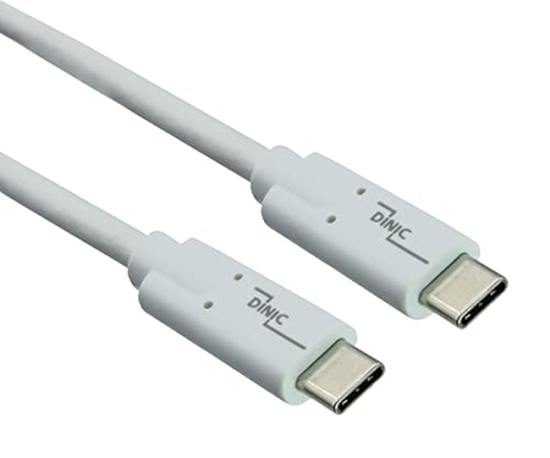 DINIC USB 3.2 Kabel Typ C auf C Stecker, unterstützt Datenübertragung und 100W (20V/5A) Aufladung, Polybag (1.00m, weiß) von DINIC