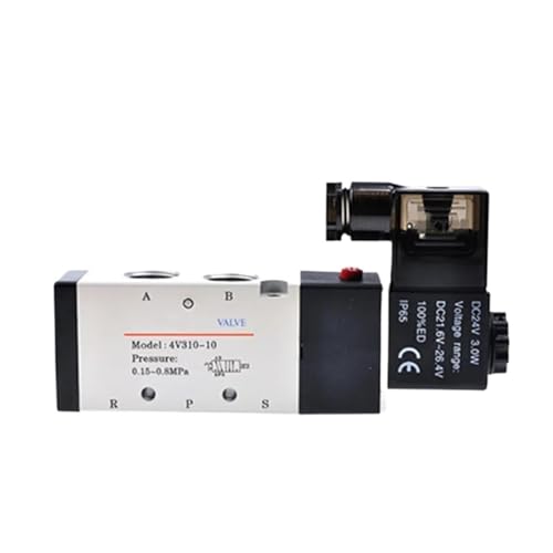 Magnetventil 4V300 Serie (5/2,5/3 Weg) 4V310 4V320 4V330 220V 110V 24V 12V Terminal/Tülle Typ Einzel/Doppel Magnet(4V310-08(grommet),AC 24V) von DINJKEZRW