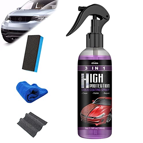 3 in 1 High Protection Quick Car Coating Spray, Car Nano Repair Spray, Car Exterior Restorer, Ceramic Spray Quick Coat for Cars/Boats/Motorcycles (1pc, 100ml) von DINNIWIKL