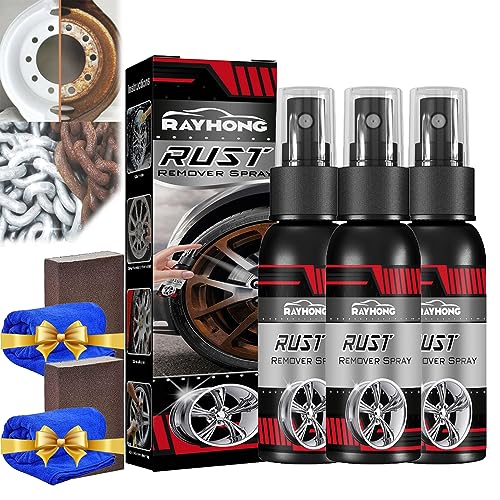 DINNIWIKL Rayhong Metal Rust Remover, Rayhong Rust Remover Spray, Multi-Functional Wheel Hub Renewal Agent, Multifunctional Metal Rust Remover (3PCS,100ML) von DINNIWIKL