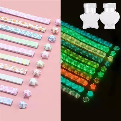 Luminous Origami Star Paper Strips, 210/420/630PCS Star Paper Origami Strips Glow In The Dark, 30 Colors Lucky Star Paper, Lucky Star Decoration Paper Strips DIY Hand Art Crafts (630pcs-Rose) von DINNIWIKL