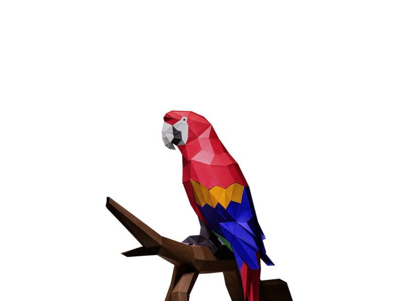 DINO SONO Papierdekoration 3D Papagei Wanddeko Papiermodell Origami DIY Basteln Puzzel Geschenk von DINO SONO