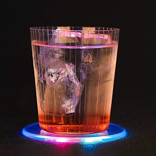 DINOWIN 8 Stück LED Untersetzer Gläser Rund, wasserdichte Acryl Ultradünn rutschfest leuchtende untersetzer mit Touch-Schalter für Flaschen, Getränke, Bar, Tassen, Glas, Partys, Weihnachten (Bunt) von DINOWIN