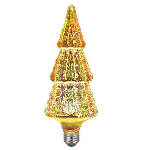 DINOWIN Klassische Edison 3D-Feuerwerke Glühbirne, E27 LED Vintage Glühbirne Sternenklare Retro Dekorative Glühbirne, Silber 4W AC85-240 V (Baum) von DINOWIN