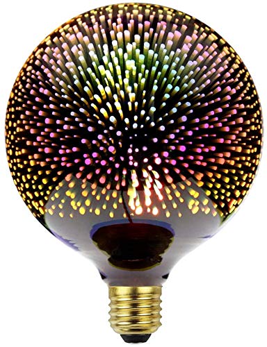 DINOWIN Klassische Edison 3D-Feuerwerke Glühbirne, E27 LED Vintage Glühbirne Sternenklare Retro Dekorative Glühbirne, Silber 4W AC85-240 V (G125) von DINOWIN
