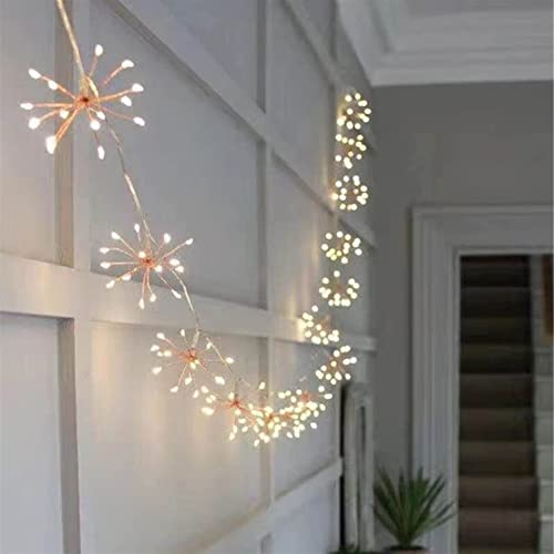 DINOWIN Solar Lichterkette Aussen, Wasserdichte Pusteblume Feuerwerk Lichter 8 Mode Kupfer Starburst Lichterketten Warmweiß Garten Rasen Weihnachten dekoration (10in1 100LED) von DINOWIN