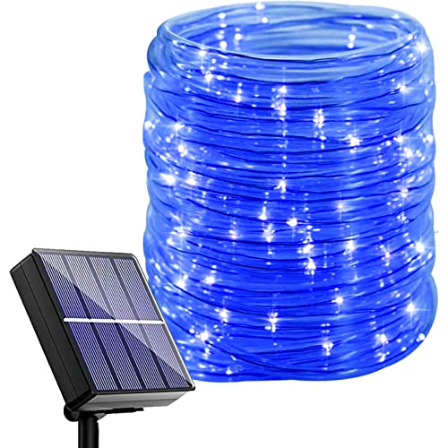 DINOWIN Solar Lichterkette Aussen Wetterfest 30 M 300 LED Wasserdicht Lichterschlauch Außen Lichterkette 8 Modes LED Schlauch Außen für Balkon Party Weihnachten (blau) von DINOWIN