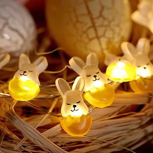 Ostern Hase Lichterkette DINOWIN 10 Fuß 30 LEDs Kaninchen Osterdeko batteriebetrieben Osterhase Kupferdraht Lichterkette Ostereier Lichter Deko für Schlafzimmer Wand Party DIY (1 Stück) von DINOWIN