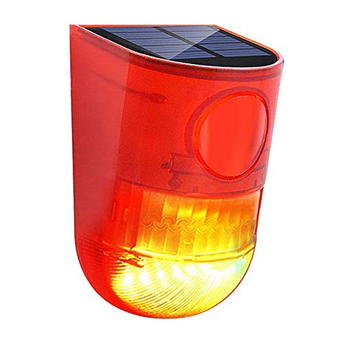 Solar Alarmleuchte, DINOWIN Bewegungsmelder Alarm Licht Laute Sirene Bewegungsmelder mit Sound Rotlicht Wasserdicht für Persönliche Farm Villa Apartment Yard (110BD-6LED) von DINOWIN