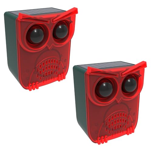 Solar Bewegungsmelder Alarm mit 13Sounds, DINOWIN 129db Lautsprecher Schüsse Hunde Bellen LED Sound und Licht Alarm Outdoor Farm Hof Sicherheit Stroh Licht Obstgarten Scheune (2PCS) von DINOWIN