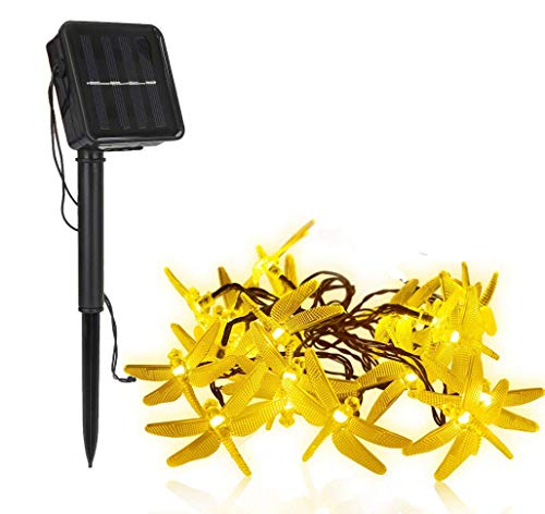 Solar Lichterkette Außen,DINOWIN 20ft 30 LED Libelle Licht,Wasserdichte lichterkette Dekorative für Garten, Party, Hochzeit, Haus,Fest Deko Beleuchtung,8 Beleuchtungsmodi (Warmweiß) von DINOWIN