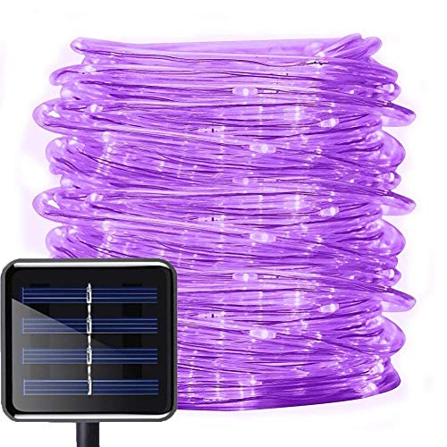 Solar Lichtschlauch Außen, DINOWIN 39 ft/12M 100 LEDs Schlauch lichterkette Wasserdicht Schlauchlicht Lichtschlauch für Garten Yard Weg Zaun Baum Hochzeit Party Deko Modern (Lila) von DINOWIN