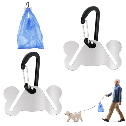 Abfallsackträger aus Metall, 2 Stuck Freihändiger Halter für Hundekotbeutel, Hundekotbeutelhalter, Freihändiger Kotbeutelhalter Clip, Abfallbeutelhalter für Leinenspender Zubehör (Schwarz) von DINSONG