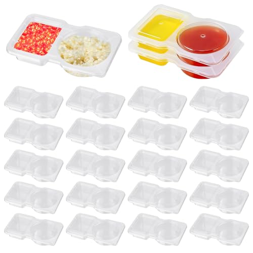 DINSONG 20 StüCk Reusable Snack Pack Containers, Double Compartment Snack Containers with Lids, Thickened and Portable Reusable Snack Packs,Double Compartment Condiment Container DINSONG 20 StüCk Reusable Snack Pack Containers, Double Compartment Snack Containers with Lids, Thickened and Portable Reusable Snack Packs,Double Compartment Condiment Container von DINSONG