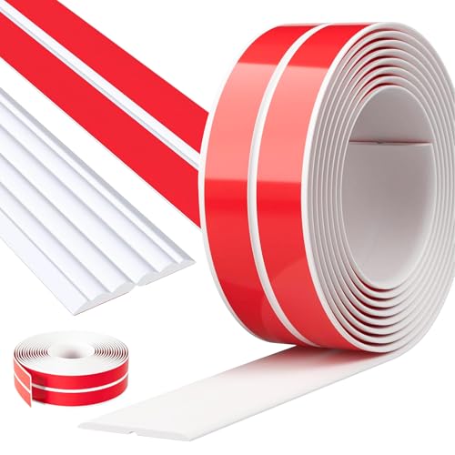 Selbstklebend Kantenschutz Leisten,Flexible Multifunktion Zierleisten Selbstklebend, Wasserdichtes PVC Silikonband für Badewanne,Fenster, Wände, Küche(Weiß) von DINSONG