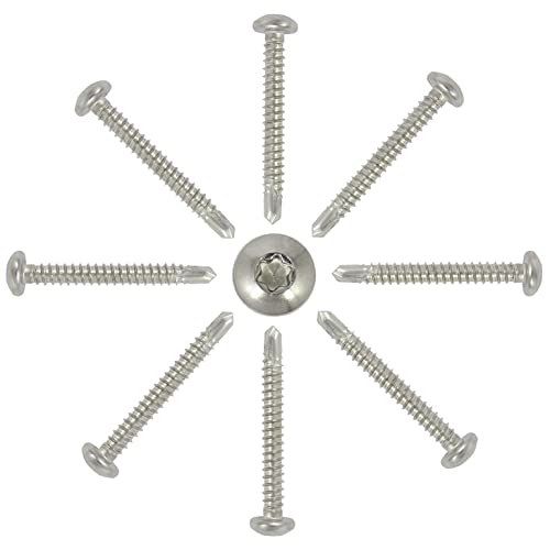 100 Stück Bohrschrauben mit Linsenkopf 4,8 x 45 aus Edelstahl V2A Form M DIN 7504 - Selbstbohrschrauben Blechschrauben Selbstschneidend Edelstahl Rostfrei TORX I DIOS24® von DIOS24