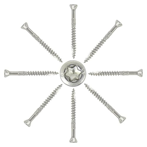 100 Stück Terrassenschrauben mit Schneidkerbe und Schälrippen 4,0 x 45 mm V2A mit ETA Zulassung - Dielenschrauben Holzschrauben Fräsrippen Cut-Spitze gleitbeschichtet Rostfrei TORX I DIOS24® von DIOS24