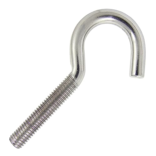DIOS24 10 Stück Schraubhaken mit metrischem Gewinde A2 M5 x 50 mm - Haken halbrund gebogen Wandhaken Hakenschraube metrisch Gewindehaken Deckenhaken I von DIOS24