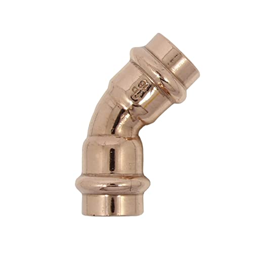 DIOS24 Bogen 45 Grad i/i 15 mm aus Kupfer - Fittings Pressanschluss Pressfittinge Kupferfittings von DIOS24
