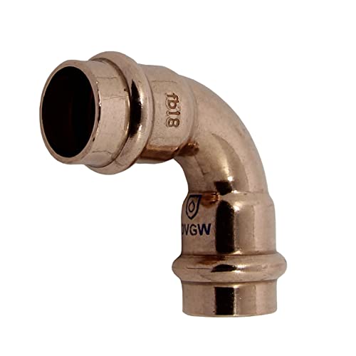 DIOS24 Bogen 90 Grad i/i 15 mm aus Kupfer - Fittings Pressanschluss Pressfittinge Kupferfittings von DIOS24