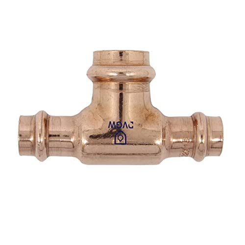 Pressfitting T-Stück reduziert 22 x 22 x 18 mm aus Kupfer - Muffe Pressanschluss Kupferfittings Rotguss von DIOS24