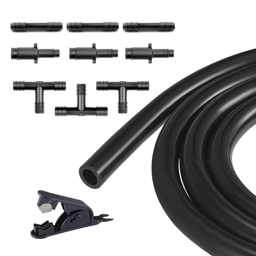 Silicone Vakuumleitung 2M 1Stück mit Nylon-Anschlüssen 9Stück in 3 Größen | 10mm Innendurchmesser | Hochleistungs-Vakuumschlauch 130PSI für Luft und Wasser | Schwarz von DIOZZHI