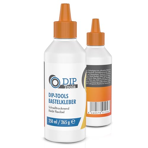 DIP-Tools Bastelkleber 250ml I transparent & schnelltrocknend, Bastelkleber für verschiedene Materialilien, Alleskleber Kleber Klebstoff Flüssigkleber Spezialkleber, zum basteln für Hobby & Haushalt von DIP Tools