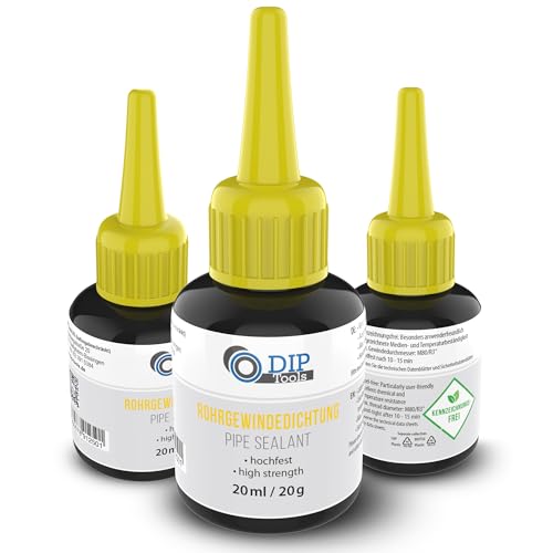 DIP-Tools Rohr-Gewindedichtung flüssig I dichtet Rohrgewindeverbindungen bis M80 - Rohrdichtung Flächendichtung Gewindeabdichtung Dichtung - Alternative zu Dichtband (1x20ml) von DIP Tools