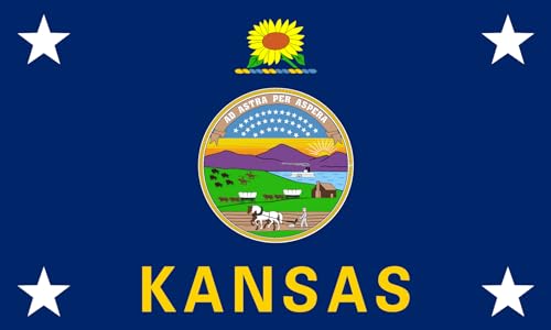 DIPLOMAT-FLAGS Flagge Governor of Kansas | Standard of The Governor of Kansas | Querformat Fahne | 0.06m² | 20x30cm Autofahnen von DIPLOMAT-FLAGS