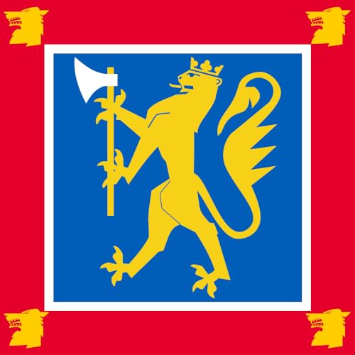 DIPLOMAT-FLAGS Flagge Standard of The Finnmark Land Command | The Ceremonial Standard of The Finnmark Land Command Finnmark Landforsvar | Fahne 0.06m² | 25x25cm Autofahnen von DIPLOMAT-FLAGS