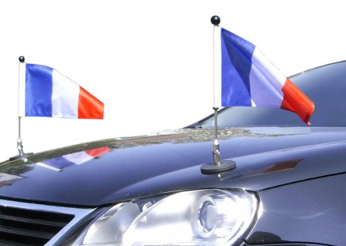 Paar magnetisch haftender Autofahnen-Ständer Diplomat-1 Frankreich mit Super-Magnet für Ihre Autoflaggen - Auto Fahne & Flagge von DIPLOMAT-FLAGS