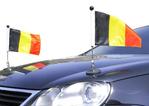Paar magnetisch haftender Autofahnen-Ständer Diplomat-1.30 Belgien mit Super-Magnet für Ihre Autoflaggen - Auto Fahne & Flagge von DIPLOMAT-FLAGS