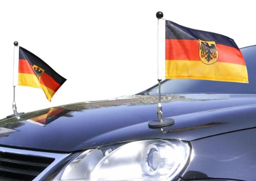 Paar magnetisch haftender Autofahnen-Ständer Diplomat-1.30 Deutschland mit Dienst-Wappen mit Super-Magnet für Ihre Autoflaggen - Auto Fahne & Flagge von DIPLOMAT-FLAGS