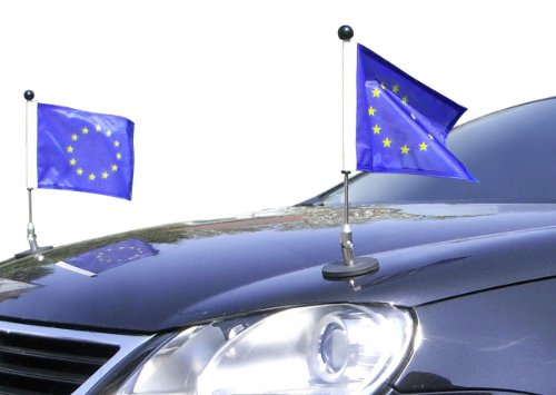 Paar magnetisch haftender Autofahnen-Ständer Diplomat-1.30 Europa (EU) mit Super-Magnet für Ihre Autoflaggen - Auto Fahne & Flagge von DIPLOMAT-FLAGS