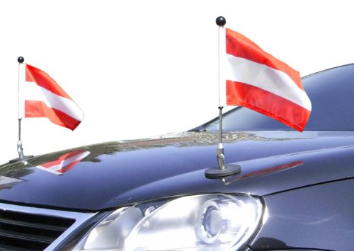 Paar magnetisch haftender Autofahnen-Ständer Diplomat-1.30 Österreich mit Super-Magnet für Ihre Autoflaggen - Auto Fahne & Flagge von DIPLOMAT-FLAGS