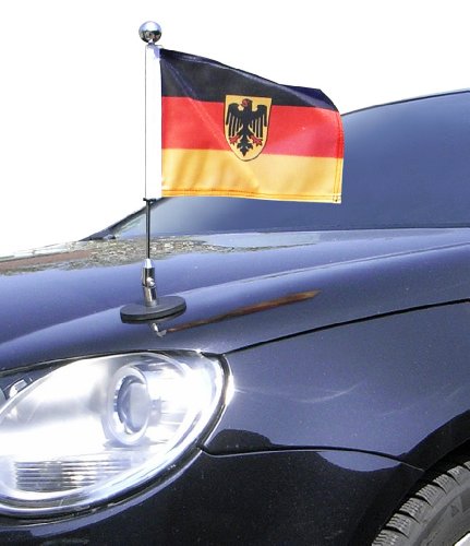 magnetisch haftender Autofahnen-Ständer Diplomat-1-Chrome Deutschland mit Dienst-Wappen mit Super-Magnet für Ihre Autoflaggen - Auto Fahne & Flagge von DIPLOMAT-FLAGS