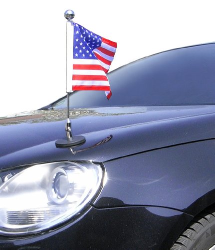 magnetisch haftender Autofahnen-Ständer Diplomat-1-Chrome USA mit Super-Magnet für Ihre Autoflaggen - Auto Fahne & Flagge von DIPLOMAT-FLAGS
