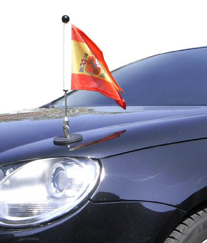magnetisch haftender Autofahnen-Ständer Diplomat-1 Spanien mit Dienst-Wappen mit Super-Magnet für Ihre Autoflaggen - Auto Fahne & Flagge von DIPLOMAT-FLAGS