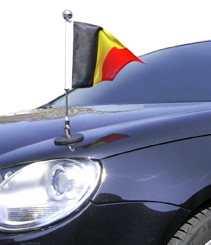 magnetisch haftender Autofahnen-Ständer Diplomat-1.30-Chrome Belgien mit Super-Magnet für Ihre Autoflaggen - Auto Fahne & Flagge von DIPLOMAT-FLAGS