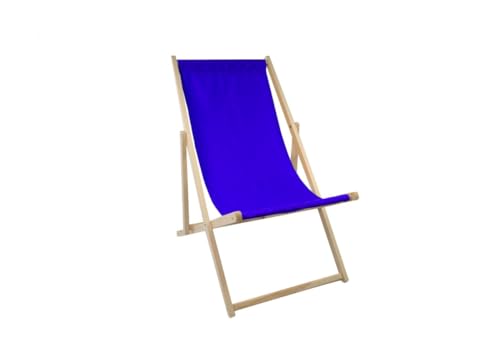 DIPMAR - Strandstuhl - Blau [ 120x60cm ] | Liegestuhl Holz bis zu 120kg | Strandstuhl Klappbar aus Buchenholz | Strandstuhl Holz, Sonnenstuhl von DIPMAR