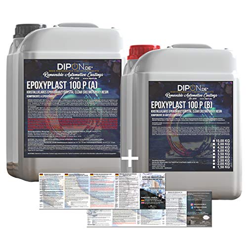 7,5 KG Epoxidharz 2K Epoxi Harz mit Härter Glasklar in Profi Qualität und geruchs- und emissionsarm. Epoxy Gießharz UV Stab. für Schmuck Holz Tisch Aquarium Terra Formenbau GFK Bodenbeschichtung von DIPON.DE HIGH PERFORMANCE LIQUIDS & PIGMENTS